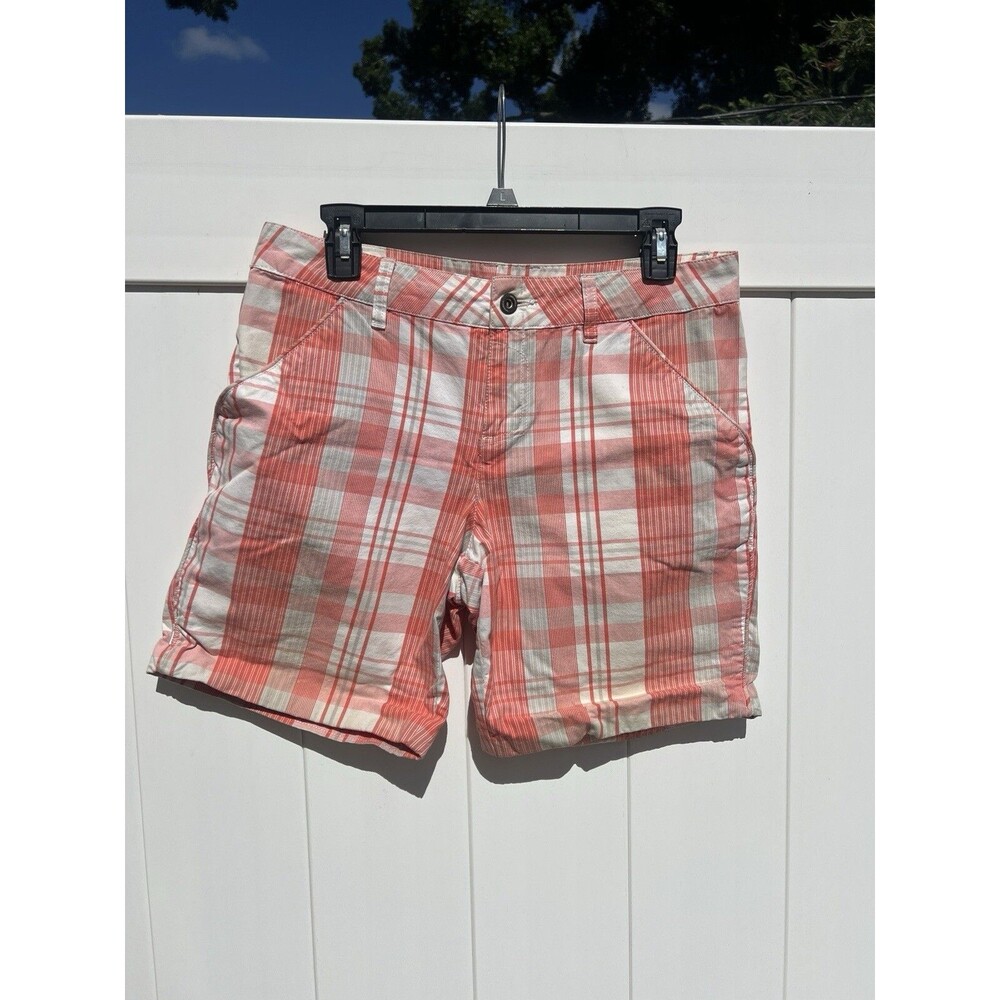 Merrell Womens Flat Front Outdoor Shorts Size 6 Multicolor Plaid 100% Cotton